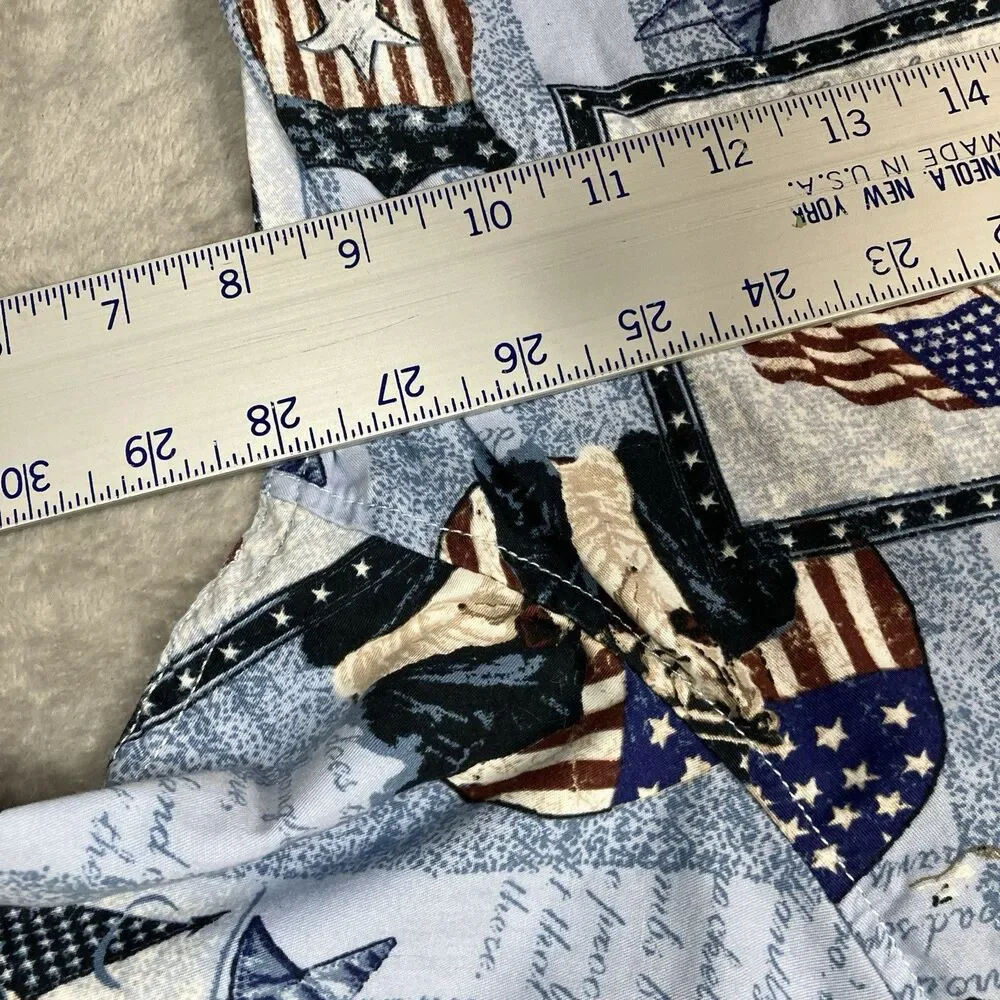 Patriotic Shirt XXL American Flag Uncle Sam Button Up USA Clearwater Outfitters